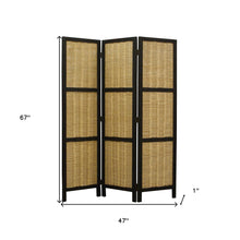 67" Brown Folding Three Panel Screen Room Divider