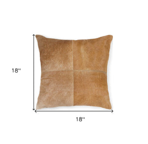 18" Tan Cowhide Throw Pillow