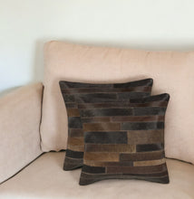 Set of Two Brown and Black Cowhide Throw Pillow