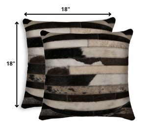 Set of Two Brown and Black Cowhide Throw Pillow