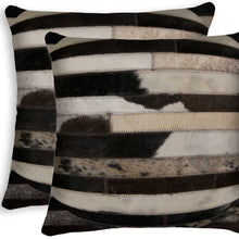 Set of Two Brown and Black Cowhide Throw Pillow