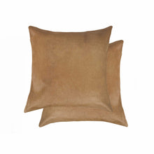 Set of Two 18" Tan Cowhide Throw Pillows