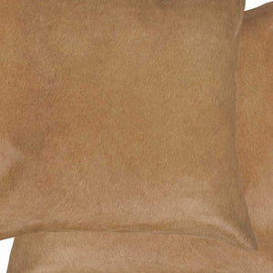 Set of Two 18" Tan Cowhide Throw Pillows