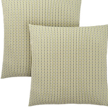 Set Of Two 18" X 18" Brown and White Polyester Striped Zippered Pillow