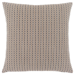 Set Of Two 18" X 18" Brown and White Polyester Striped Zippered Pillow