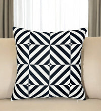 18" Black and White Geometric Throw Pillow Cover