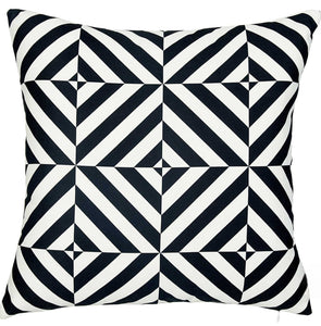 18" Black and White Geometric Throw Pillow Cover