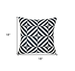 18" Black and White Geometric Throw Pillow Cover