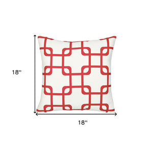 18" Red and White Throw Pillow Cover