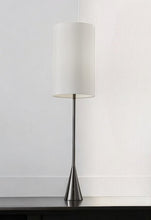 Black Nickel Finish Metal Tall White Shade Table Lamp