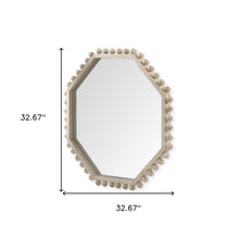 33" Natural Octagon Wood Framed Accent Mirror