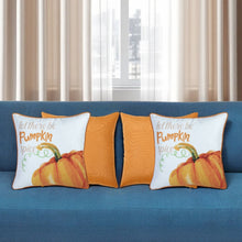 Set Of Four 18" Orange And White Pumpkin Spice Throw Pillow Covers