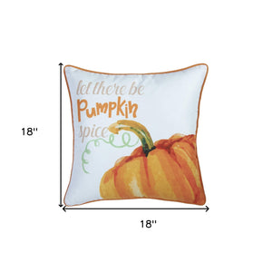 Set Of Four 18" Orange And White Pumpkin Spice Throw Pillow Covers