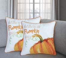 Set of Two 18" Orange and Ivory Pumpkin Spice Throw Pillow Covers