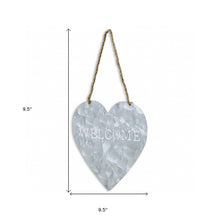 10" Gray Galvanized Metal Heart Shaped Welcome Wall Decor