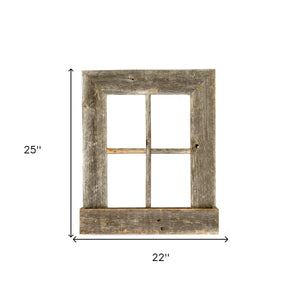 22X18 Rustic Weatered Grey Window Frame With Planter