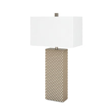 Set of Two 29" Gold Waffle Table Lamps With White Shade