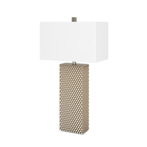 Set of Two 29" Gold Waffle Table Lamps With White Shade