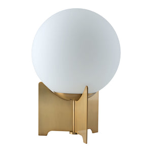 37" Brass Metal Bedside Table Lamp With Off White Globe Shade