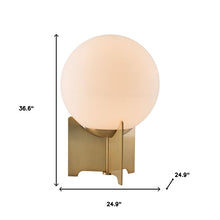 37" Brass Metal Bedside Table Lamp With Off White Globe Shade