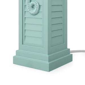 Set of Two 32" Turquoise Seahorse Shutter USB Table Lamps With White Shade