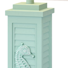 Set of Two 32" Turquoise Seahorse Shutter USB Table Lamps With White Shade