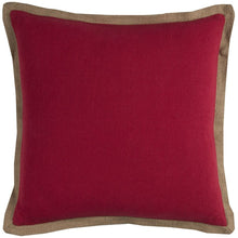 22" Red and Beige Cotton Throw Pillow