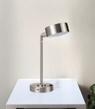 15" Silver Metal Bedside Table Lamp With Silver Shade