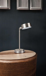 15" Silver Metal Bedside Table Lamp With Silver Shade