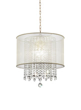 Primo Gold Finish Ceiling Lamp with Crystal Accents and White Shade