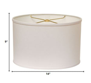 14" White Throwback Oval No Slub Lampshade