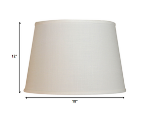 18" White Rounded Empire Slanted Linen Lampshade