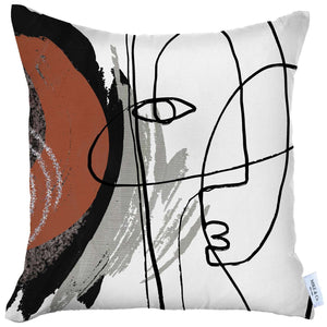 18" X 18" Black And Red Abstract Zippered Handmade Polyester Throw Pillow Cover