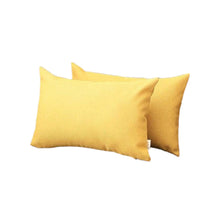 Set of Two 12" X 20" Yellow Fabric Lumbar Throw Pillows