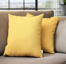 Set of Two 18" Yellow Fabric Throw Pillows