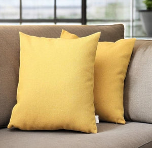 Set of Two 18" Yellow Fabric Throw Pillows