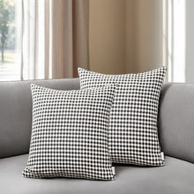 Set of Two 18" Black and White Houndstooth Fabric Throw Pillows