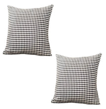 Set of Two 18" Black and White Houndstooth Fabric Throw Pillows