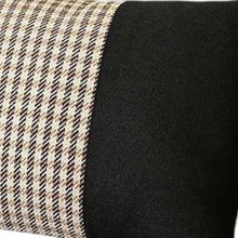 Set of Two 12" X 20" Black Brown and White Houndstooth Fabric Lumbar Throw Pillows