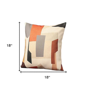 Set Of Two 18" X 18" Gray Black White Red And Brown Polyester Abstract Zippered Pillow