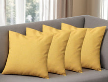 Set of Four 18" Yellow Fabric Throw Pillows