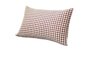 Set of Four 12" X 20" Red and White Houndstooth Fabric Lumbar Throw Pillows