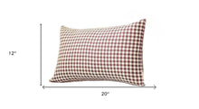 Set of Four 12" X 20" Red and White Houndstooth Fabric Lumbar Throw Pillows