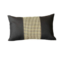 Set of Four 12" X 20" Black and Yellow Houndstooth Fabric Lumbar Throw Pillows