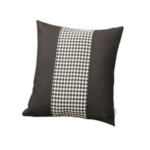 Set of Four 18" Black and White Houndstooth Fabric Throw Pillows