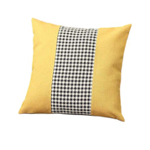 Set of Four 18" Yellow Black and White Houndstooth Fabric Throw Pillows