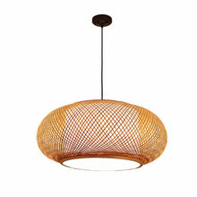 Natural Bamboo Rattan Oval Open Weave Hanging Ceiling Light