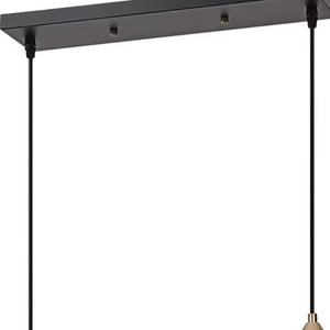 Kitchen Island Geometric Two Light Iron Flush Ceiling Light With Gold Shades