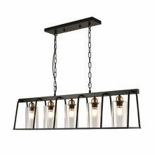 Black Shaded Five Light Metal Ceiling Light With Clear Shades