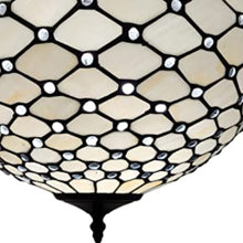 Black and White Tiffany Style Two Light Semi Flush Ceiling Lamp